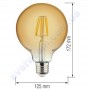 Лампа Едісона світлодіодна Horoz Electric RUSTIC GLOBE-6 6W (аналог 50Вт) КУЛЯ E27 FILAMENT 001-030-0006