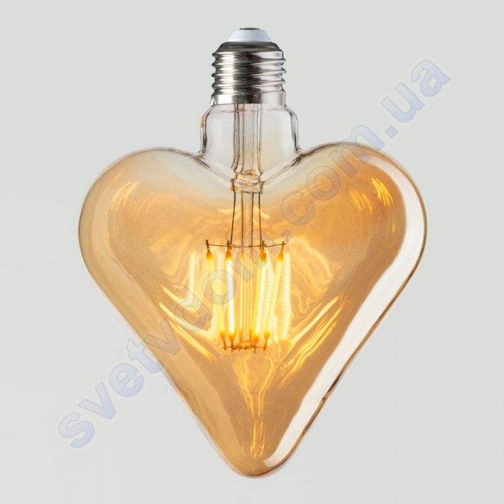 Лампа Едісона світлодіодна Horoz Electric RUSTIC HEART-6 6W (аналог 50Вт) СЕРЦЕ E27 FILAMENT 001-032-0006
