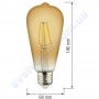 Лампа Едісона світлодіодна Horoz Electric RUSTIC VINTAGE-4 4W (аналог 30Вт) ВІНТАЖ E27 FILAMENT 001-029-0004