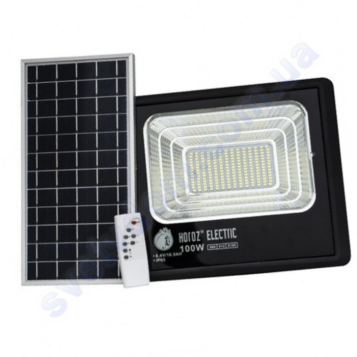 Прожектор світлодіодний LED з сонячною панеллю Horoz Electric TIGER-100 100W 6400K IP65 068-012-0100