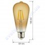 Лампа Едісона світлодіодна Horoz Electric RUSTIC VINTAGE-6 6W (аналог 50Вт) ВІНТАЖ E27 FILAMENT 001-029-0006