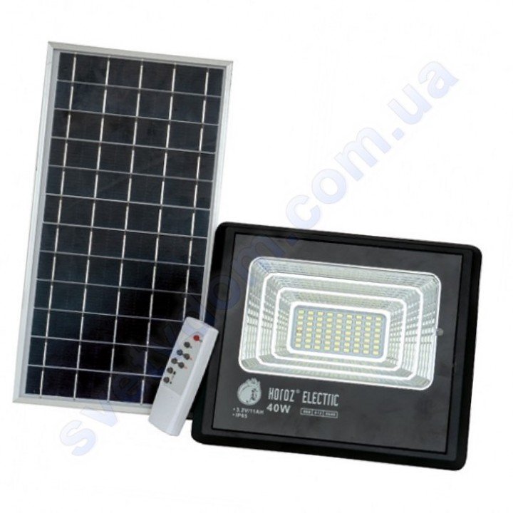 Прожектор світлодіодний LED з сонячною панеллю Horoz Electric TIGER-40 40W 6400K IP65 068-012-0040
