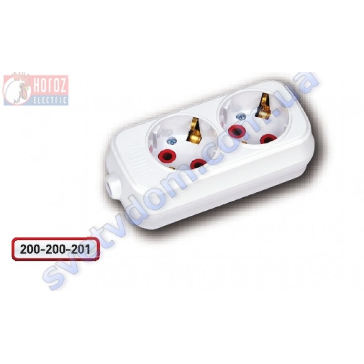 Колодка для подовжувача Horoz Electric 2 гнізда з заземленням 250V 16A