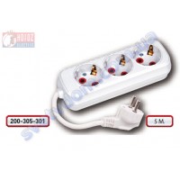 Подовжувач Horoz Electric 3 гнізда 5 метрів з заземленням 250V 16A