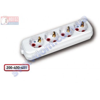 Колодка для подовжувача Horoz Electric 4 гнізда з заземленням 250V 16A