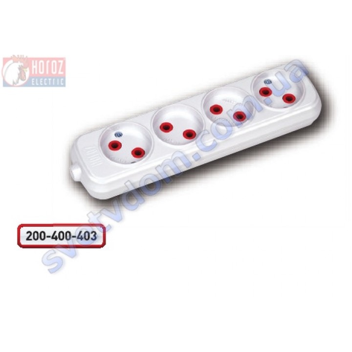 Колодка для подовжувача Horoz Electric 4 гнізда без заземлення 250V 10A