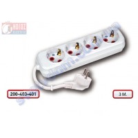 Подовжувач Horoz Electric 4 гнізда 3 метри з заземленням 250V 16A