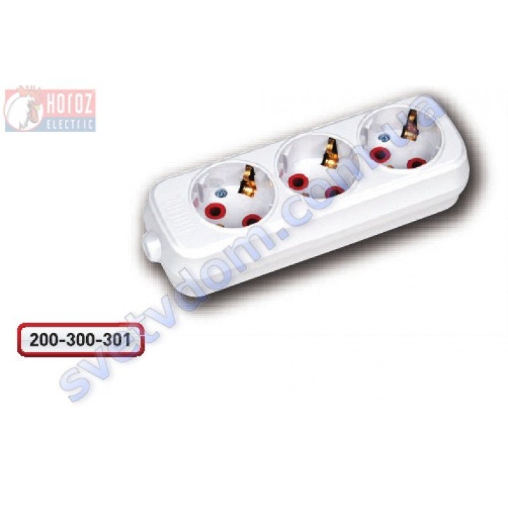 Колодка для подовжувача Horoz Electric 3 гнізда з заземленням 250V 16A