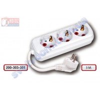 Подовжувач Horoz Electric 3 гнізда 3 метри з заземленням 250V 16A