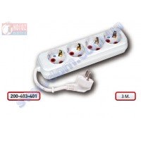 Подовжувач Horoz Electric 4 гнізда 3 метри з заземленням 250V 16A
