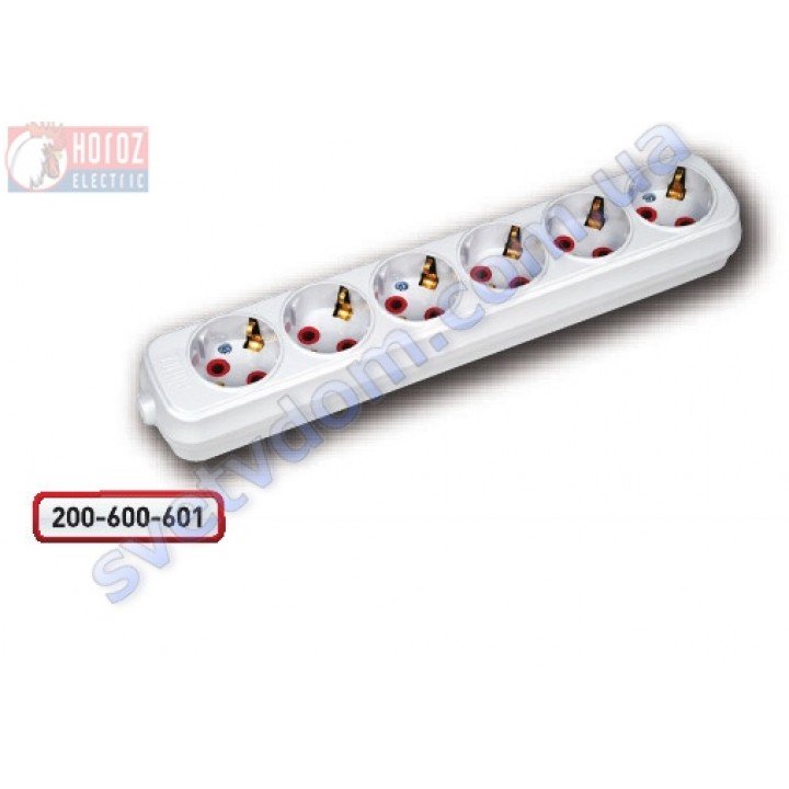 Колодка для подовжувача Horoz Electric 6 гнізд з заземленням 250V 16A