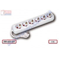 Подовжувач Horoz Electric 6 гнізд 3 метри з заземленням 250V 16A